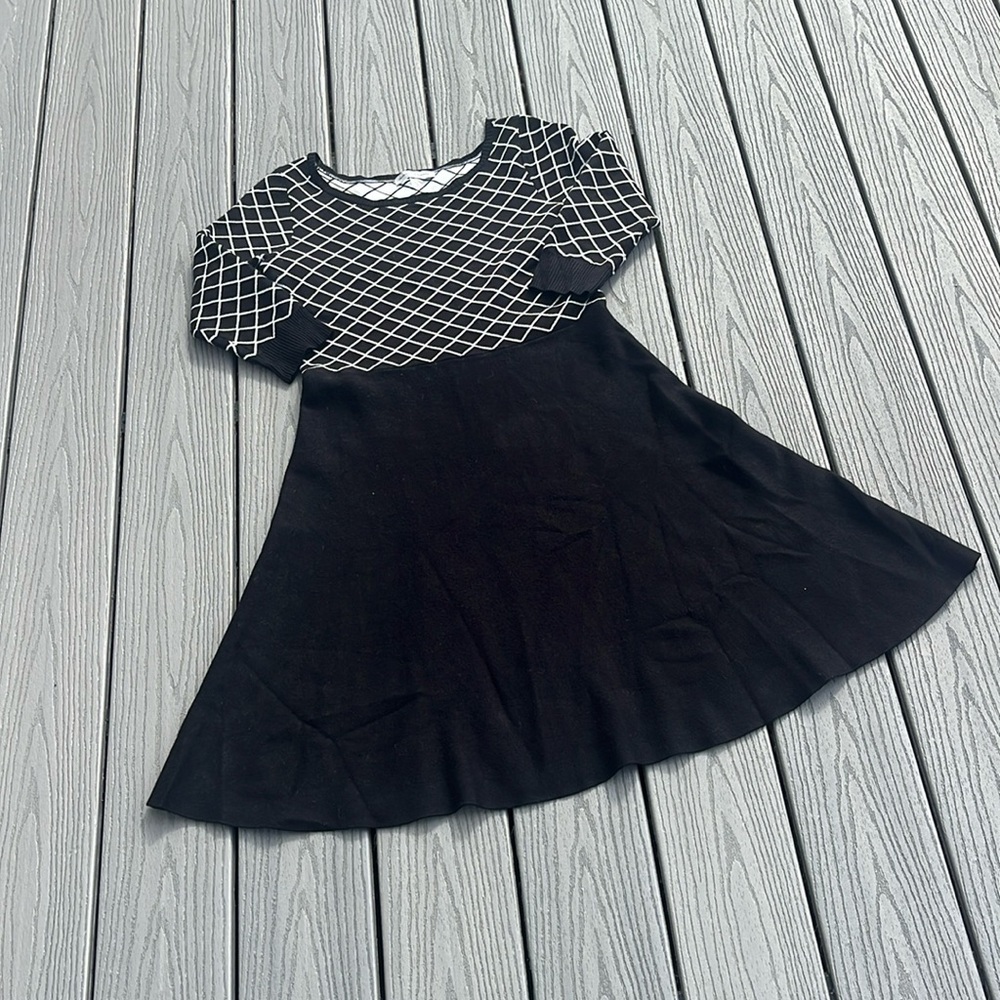 ❄️ Black 3/4 Sleeve Knit Sweater Dress